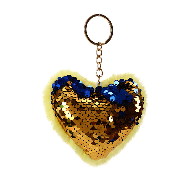 Wholesale Colorful Sequins Love Hair Ball Keychain